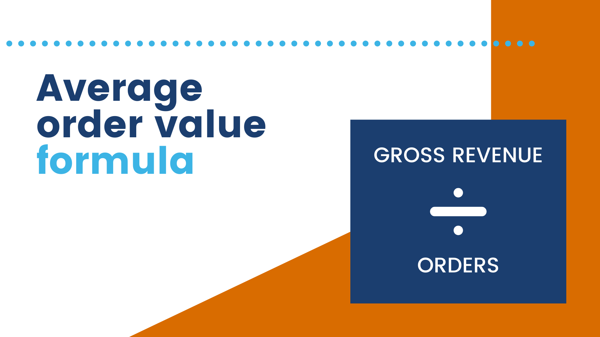 Average order value formula for ecommerce.