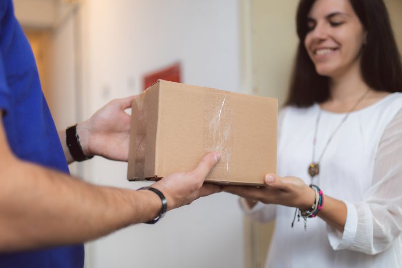 subscription customer receiving package.