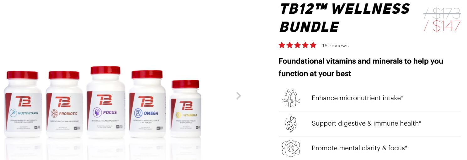 TB12 product bundle to increase AOV