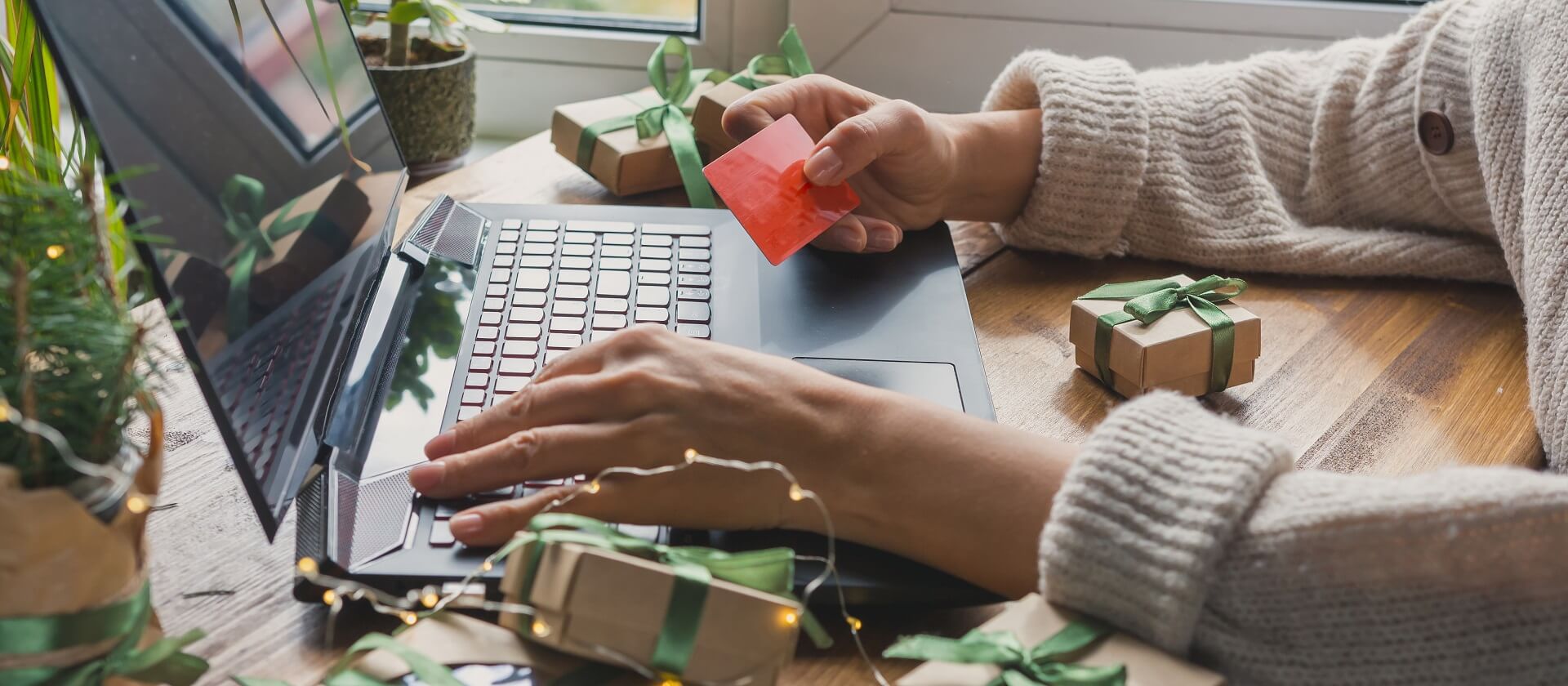 Holiday shopper making a subscription purchase online