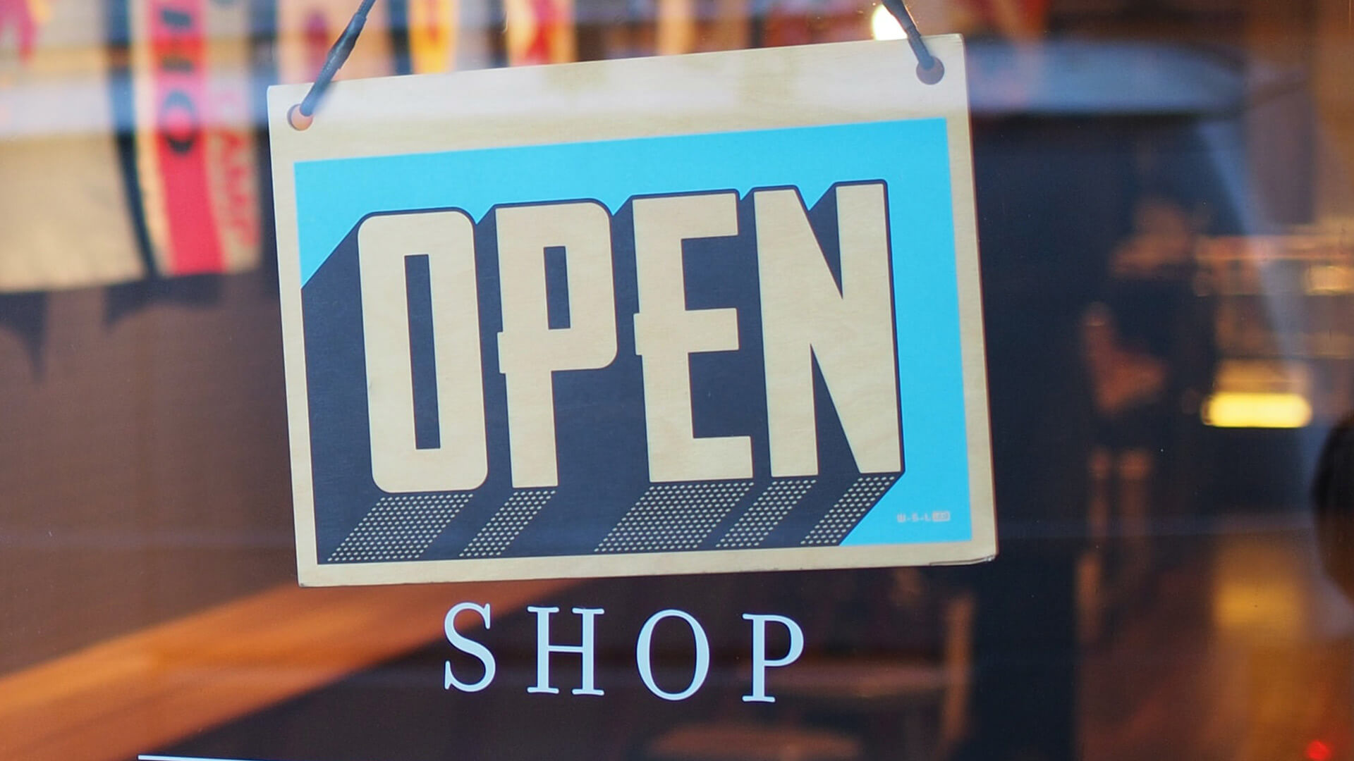 Shop with open sign after the Coronavirus pandemic